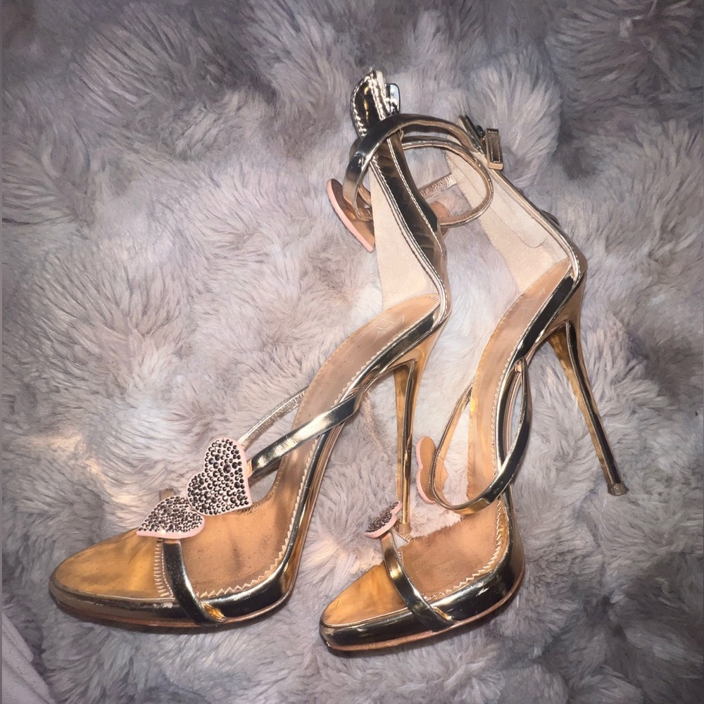 Giuseppe Zanotti Rose Gold Harmony Love Sandals Swarovski Hearts, 38.5/8 - Picture 16 of 17